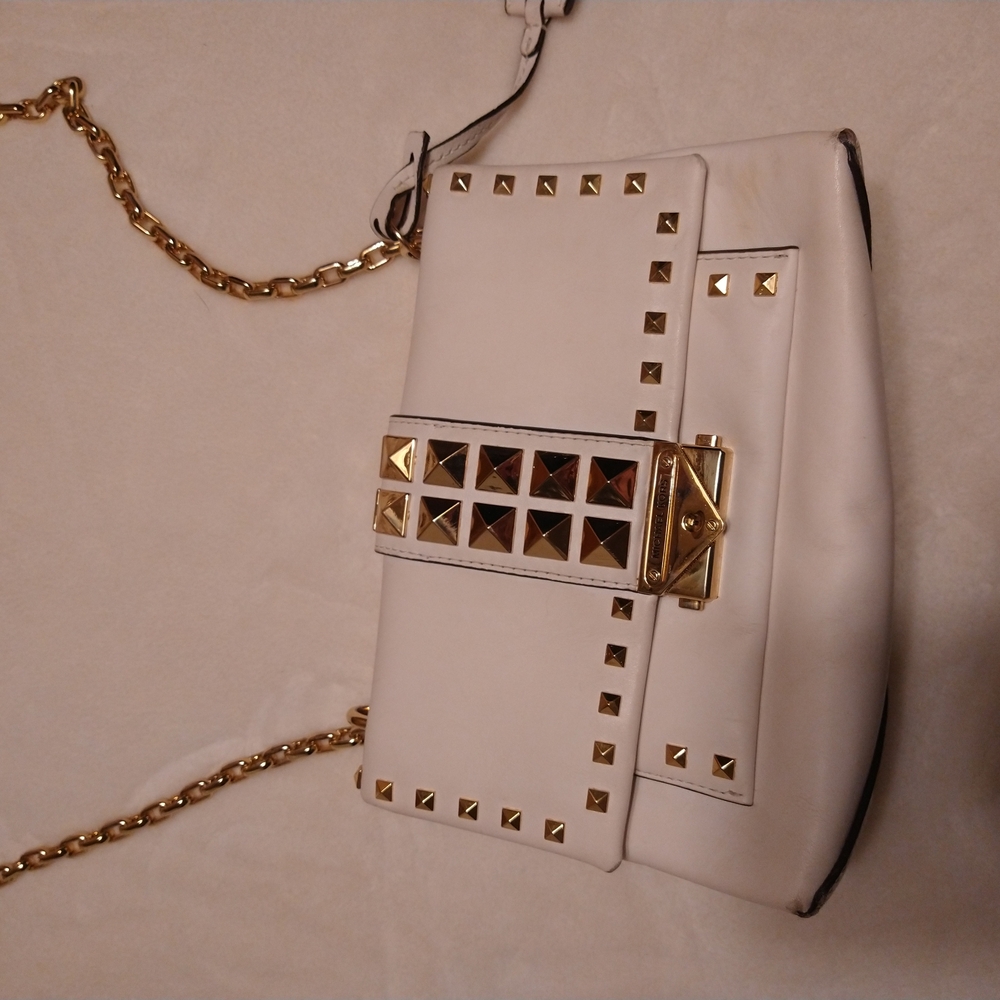 MICHAEL Michael Kors White and Gold Studded Crossbody Bag